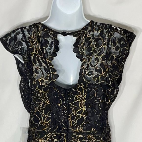 NWT Donna Ricco Lace Romper Elegant Black and Gold Size 2 - Picture 9 of 12